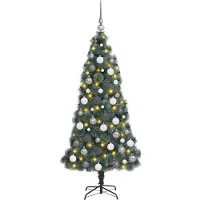 vidaXL Kunstkerstboom met Bal Set, Voorverlicht Groen 120 cm PET