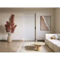 Vente-unique Schuifdeur met schuifsysteem - H205 x B63 cm - Mdf + wit pvc - VARIN II L 63 cm x H 205 cm x D 4 cm