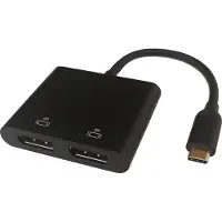 Deltaco USBC-2DP USB-C naar 2x DisplayPort Adapter - MultiStream - 2x 4K/60Hz - Zwart