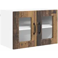 vidaXL Wandglas Kasten PORTO Oudhout 60 x 31 x 40 cm Bewerkt hout