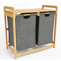 Begryf - Wassorteerder - bamboe - 2 vakken - grijs - 70x35x68 cm