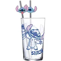 Stor Lilo & Stitch Glass Tumbler met Straws Stitch 485 ml Kitchen- and Tableware