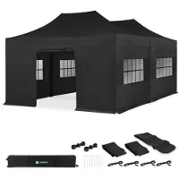 Vonroc Partytent - 6x4.5 m - Premium easy-up Partytent | set incl. 2x Tent, Zijwanden en koppelsysteem – Zwart