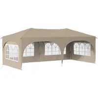 vidaXL Pop-up Feesttent 575 x 288 x 245 cm Crèmekleurig Oxford Stof