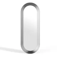 Vente-unique Ovale wandspiegel van aluminium - B. 60 x H. 160 cm - Geborstelde gunmetal afwerking - ZIRYA