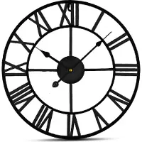 IvoQ Grote Zwarte Wandklok Metaal met Romeinse Cijfers - Stijlvol Tijdloos Design - 40 cm