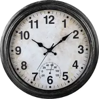 IvoQ Retro Wandklok – 40 cm – Waterdicht – Stille Quartz Klok – Met Thermometer