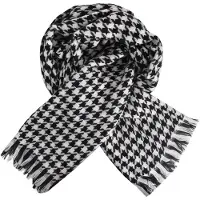 Unyqoos Elegante en Zachte Dames Sjaal met Pied-de-Poule Patroon en Kwastjes