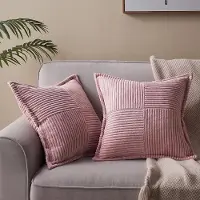 Unyqoos Set van 2 Zachte Corduroy Kussenslopen in Roze, 40 x 40 cm, voor Stijlvolle Decoratie