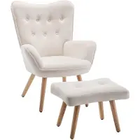 Unyqoos Comfortabele fluwelen fauteuil met kruk voor woonkamer en slaapkamer