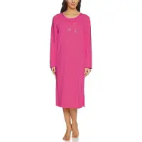 Merry Style Dames Nachtemd - Nachtjapon – Korte mouwen - Katoen – MS-DR-Malwa-ND - Amarant (Lange mouw) - M
