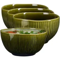 Mica Decorations Soepkom Nusa - 8x - groen - 7 x 12 cm - keramiek - kommetjes/schaaltjes - 500 ml