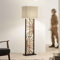 LUCE Design Vloerlamp Ethernal, zwart, Woon-/ Eetkamer, metaal, vloerlamp hout