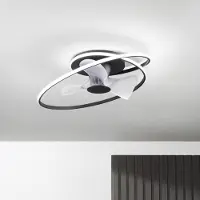 In.tec® LED plafondventilator Storm, zwart/wit, Ø 77 cm CCT, stil dimbaar, zwart, Woon-/ Eetkamer, metaal, Modern
