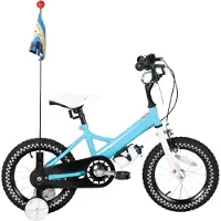 Happiq Kinderfiets – Voor jongens en meisjes – Met mand, bel, extra wielen en poppenzitje, leuk verjaardagscadeau – Blauw, 36 cm