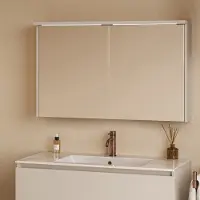 Fontana Grado spiegelkast met verlichting 100cm 2 deuren warm linnen