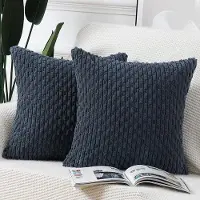 Unyqoos Set van 2 Luxe Bohemian Gestreepte Kussenhoezen voor Slaapkamer en Woonkamer, Donkerblauw, 50 x 50 cm