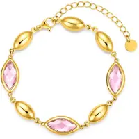 CO88 Collection - 8CB-91421 - Dames Armband Roze Glasstenen - Stainless Steel Cadeau