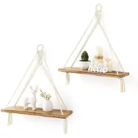 Unyqoos Boho Stijl Handgeweven Houten Wandrek Set van 2 voor Diverse Kamers