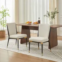 HAUSS SPOLE Eetkamerstoel – Scandinavisch Minimalistisch Design – Set Van 2 – Verstelbare Poten Voor Stabiele Zit – Voor Eethoek – Stof Beige