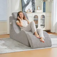 HAUSS SPOLE Sofa - Fauteuil Nova - Enkelzit - Ergonomisch Met Volle Compressie & Afneembaar Kussen - 1-Zits - Voor Woonkamer En Leeshoek - Corduroy Lichtgrijs