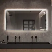 HAUSS SPOLE Badkamerspiegel – Verlichte Spiegel 60 x 120 cm – Glas En Metaal – Zilver – Dimbaar Met Anti Condens