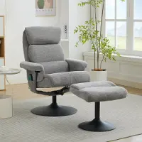HAUSS SPOLE Relaxstoel 77 X 75,5 X 100 Cm - Massage Met Verwarming - Draaibaar Met Voetenbank - Chenille - Grijs