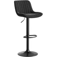 HAUSS SPOLE Barkruk – Luxe Fluwelen Design – Set Van 4 – In Hoogte Verstelbaar En 360 Graden Draaibaar – Voor Keuken En Thuisbar – Metaal Zwart