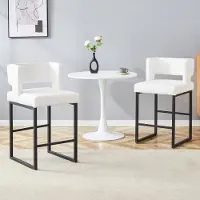 HAUSS SPOLE Barkruk 91,4 Cm - Set Van 2 - Vierkante Zitting Met Dik Kussen - Stevig Tot 135 Kg - Metaal En PU Leer - Wit Zwart