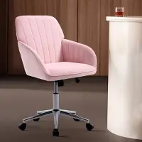 HAUSS SPOLE Bureaustoel - Ergonomische Draaistoel - Verstelbaar en 360 Graden Draaibaar - Voor Kantoor - Fluweel Roze