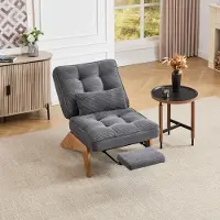 HAUSS SPOLE Fauteuil - Verstelbare Lounge - Eénpersoons - Verstelbare Rugleuning & Lendekussen - Voor Woonkamer Slaapkamer Studeerkamer - Ribfluweel Donkergrijs