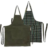 Dutchdeluxes Omkeerbare schort Khaki vs Checkered Green