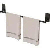 Unyqoos Zwarte Zelfklevende Handdoekhouder van 55 cm voor Badkamer en Keuken, Roestvrij Staal, Eenvoudige Montage