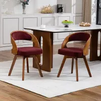 HAUSS SPOLE Eetkamerstoel - Draaibaar 360 Graden Met Ergonomische Rugleuning - Voor Eetkamer, Keuken En Café - Linnen Wijnrood