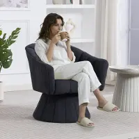 HAUSS SPOLE Draaistoel 70 X 66 X 72 Cm - 360 Graden Draaibaar Ergonomisch Met Armleuningen - Voor Kantoor En Woonkamer - Corduroy - Donkergrijs