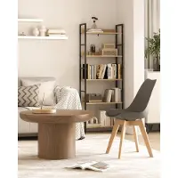 Glamour WOLTU Dining Chairs Set of 4, Scandinavian Kitchen Chairs, Living Room Chair, Retro Design, Seat Made of Faux Leather, Upholstered Armchair, Solid Wood Legs, Grey BH29gr-4