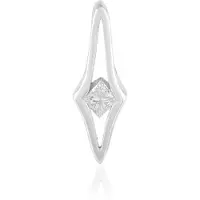 Cavill - Zilveren Hanger - 925 Sterling Zilver Gerhodineerd - 0,054 Ct I3 H Prinsessenslijpvormige Diamant - Modern Ruitvormig Design