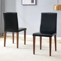 HAUSS SPOLE Eetkamerstoel – Minimalistisch Design – Set Van 2 – Comfortabel Met Ergonomische Rugleuning – Voor Eetkamer En Woonkamer – Metaal En Pu Leer – Zwart
