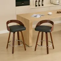 HAUSS SPOLE Barkruk – Draaibare Barkrukken Set Van 2 – Comfortabele Zitting Met Lage Rugleuning – Voor Keuken En Bar – PU Leer – Zwart