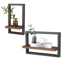 Unyqoos Set van twee houten zwevende wandplanken voor diverse ruimtes en toepassingen