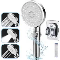 HAUSS SPOLE Douchekop-Handdouche-Hoogwaardige Spardouche-Voor Badkamer & Spa-Waterbesparend Met 5 Modi-Ø12cm-RVS & Siliconen-Zilvergrijs