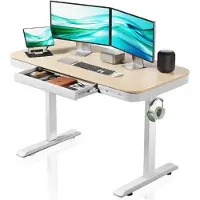 Wiltec In Hoogte Verstelbaar Elektrisch Bureau - Zit Sta Bureau Met 1 Motor - Geheugenfunctie - Laadstation - Botsbeveiliging - 118x60 cm