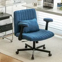 HAUSS SPOLE Bureaustoel - Thuiskantoor Draaistoel - Verstelbaar Met Opklapbare Armleuningen En Stille Wielen - Stof Blauw