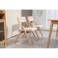 HAUSS SPOLE Eetkamerstoel – Opvouwbare Houten Stoel Met Gewatteerde Zitting – Comfort Met Brede Zitting – Voor Eetkamer Keuken Kantoor Feest – Khaki