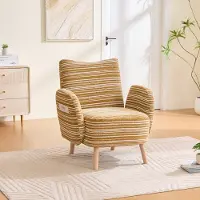 HAUSS SPOLE Fauteuil 77x81x87 Cm - Comfortabel Met Zijvak - Voor Woonkamer Slaapkamer En Kantoor - Bouclé - Mosterdgeel