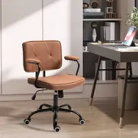 HAUSS SPOLE Bureaustoel 61 X 58 X 82 91 Cm - In Hoogte Verstelbaar Met Kantelfunctie - 360 Graden Wielen - Thuiswerkplek - Schuim Bruin