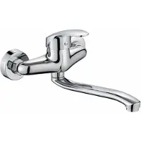 HAUSS SPOLE Keukenkraan-Wandgemonteerde Mengkraan-Chroom Koud En Warm Water-Keukenbeslag-Waterbesparend-10x18x11.5 Cm-Koper-Zilver
