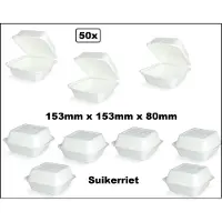 TakeAware 50 stuks Hamburger bakje - suikerriet - 153mm x 153mm x 80mm - Hamburgerbakje diner fastfood cheeseburger broodje festival thema feest party