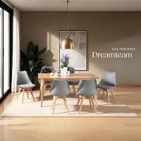 Glamour Scandinavische Eetkamerstoelen Set van 4 – Moderne Kuipstoelen 53x49x82 cm – Ergonomisch, Polypropyleen – Grijs