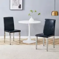 HAUSS SPOLE Eetkamerstoel – Set Van 2 – Minimalistisch Design Met Ergonomische Rugleuning – Onderhoudsvriendelijk Pu Leer – Zwart